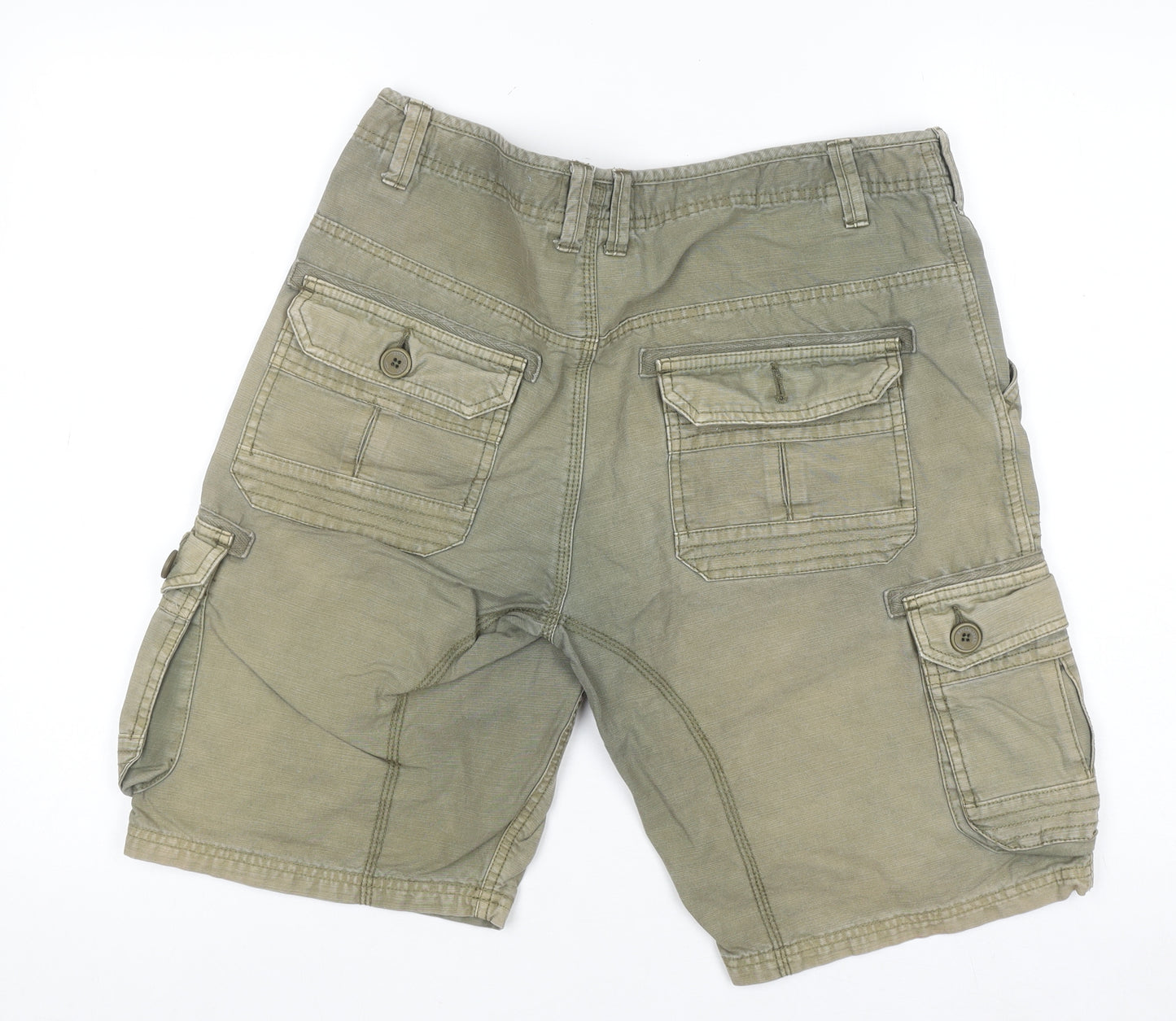 Brave Soul Men's Beige Cargo Shorts Medium Canvas Cotton Casual