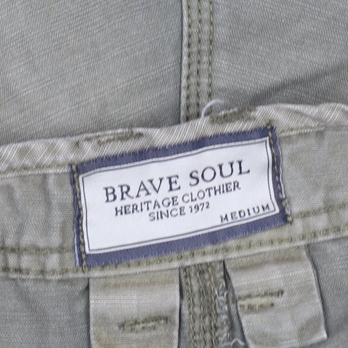 Brave Soul Men's Beige Cargo Shorts Medium Canvas Cotton Casual
