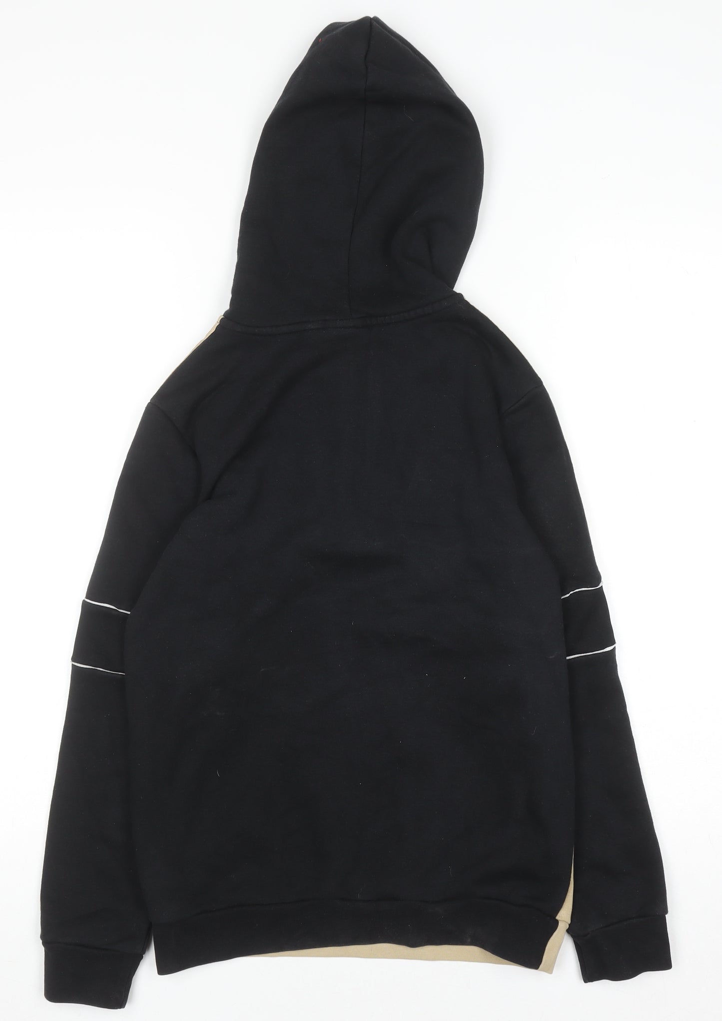 Adidas Boys Beige Black 11-12 Years Half Zip Hoodie with Pockets