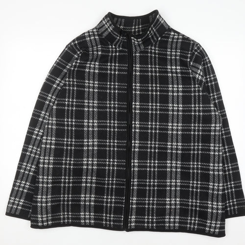 Tu Women's Black Check Fleece Full Zip Jacket Size 26