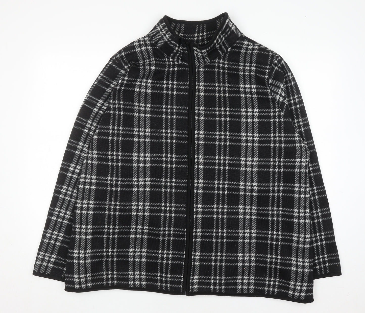 Tu Women's Black Check Fleece Full Zip Jacket Size 26