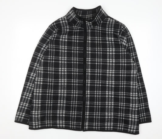 Tu Women's Black Check Fleece Full Zip Jacket Size 26