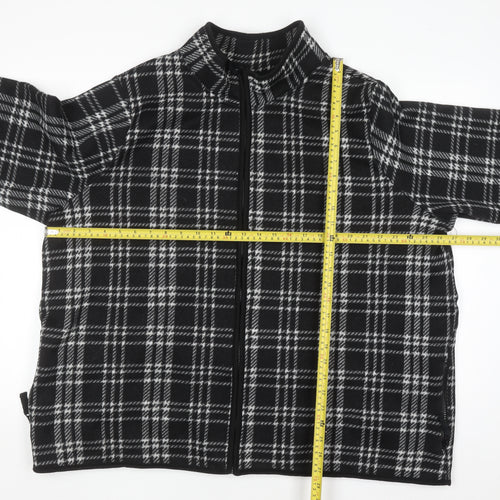 Tu Women's Black Check Fleece Full Zip Jacket Size 26