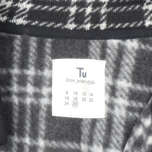 Tu Women's Black Check Fleece Full Zip Jacket Size 26