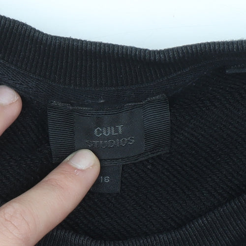Cult Studios Womens Black Size 16 Crew Neck Pullover Sweatshirt