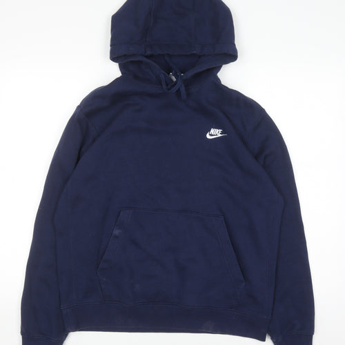 Nike Mens Blue Pullover Hoodie M Regular Fit Fleece Sweatshirt