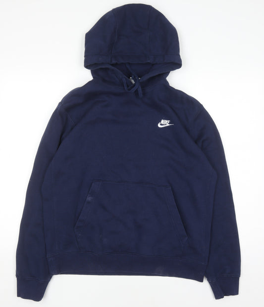 Nike Mens Blue Pullover Hoodie M Regular Fit Fleece Sweatshirt