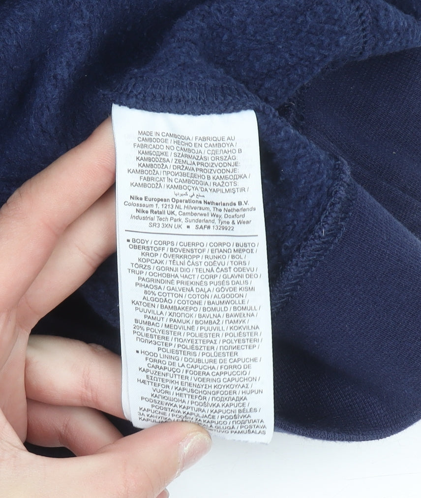 Nike Mens Blue Pullover Hoodie M Regular Fit Fleece Sweatshirt