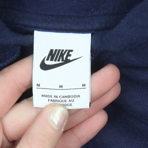 Nike Mens Blue Pullover Hoodie M Regular Fit Fleece Sweatshirt