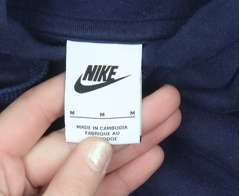 Nike Mens Blue Pullover Hoodie M Regular Fit Fleece Sweatshirt