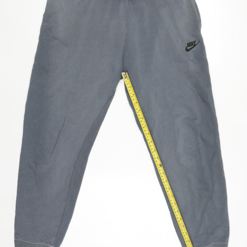 Nike Men's Grey Cotton Fleece Joggers M Regular Fit