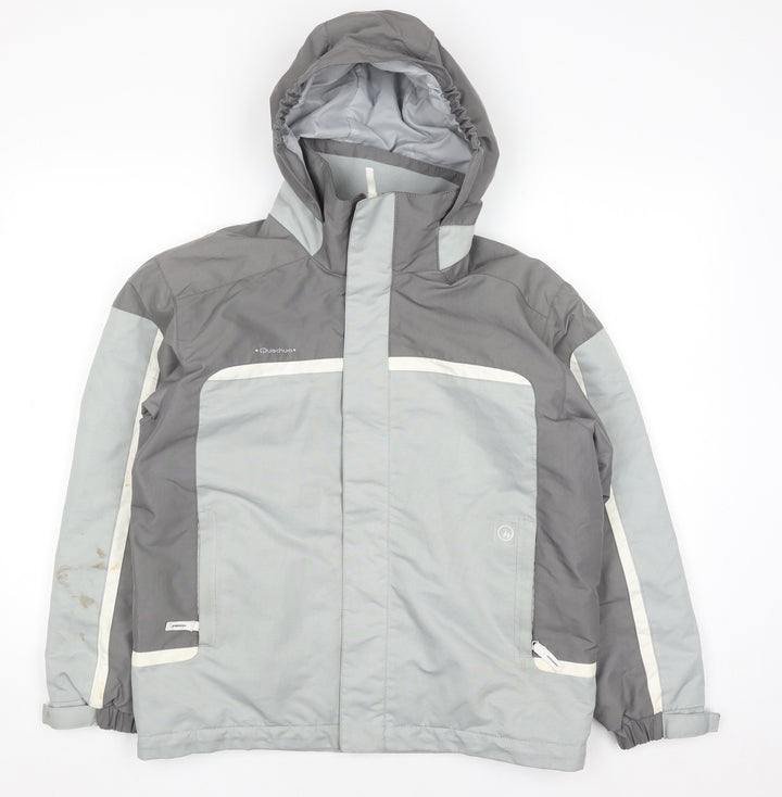 Quechua Boys Grey Waterproof Ski Jacket Hooded Lined 12 Years