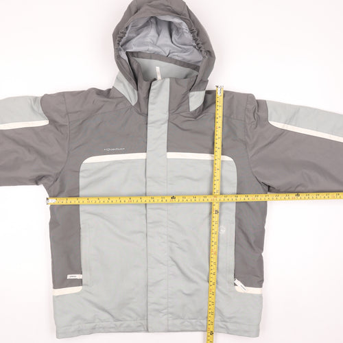 Quechua Boys Grey Waterproof Ski Jacket Hooded Lined 12 Years