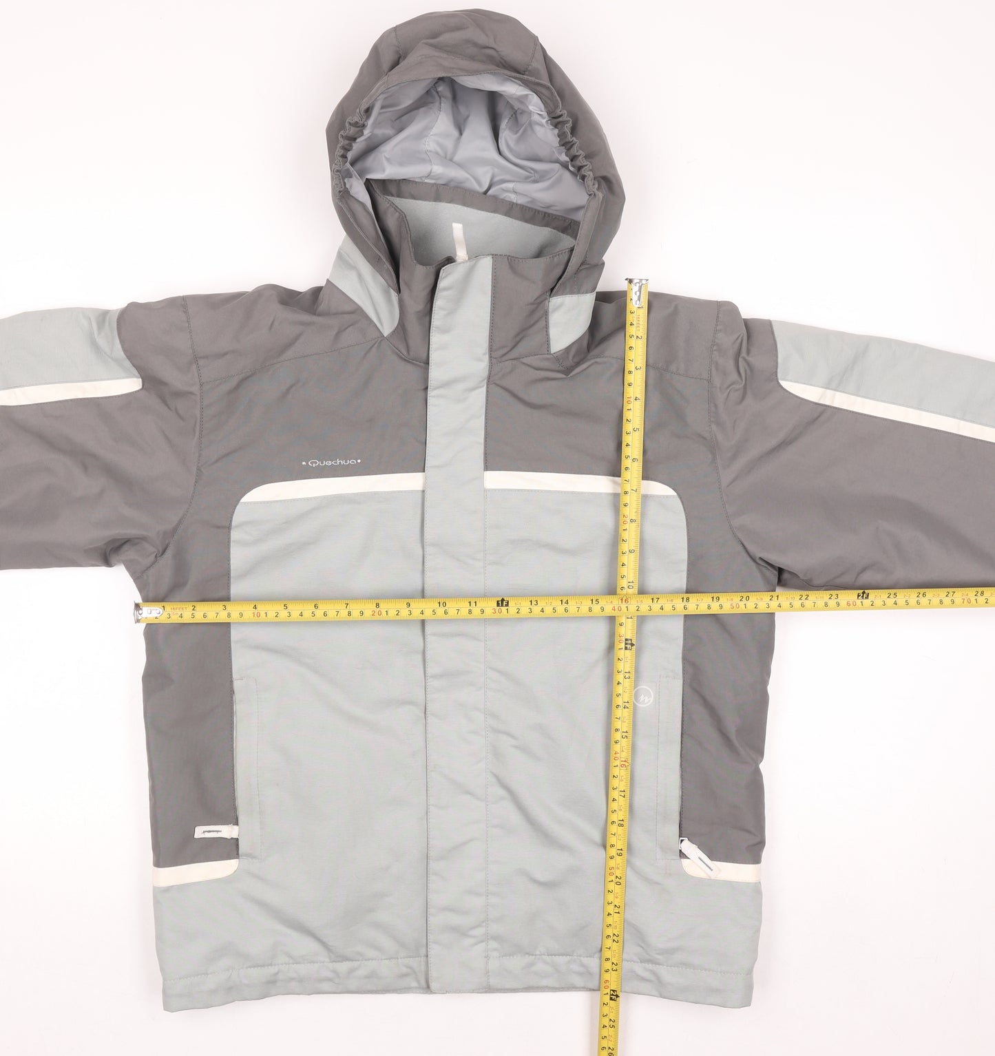 Quechua Boys Grey Waterproof Ski Jacket Hooded Lined 12 Years