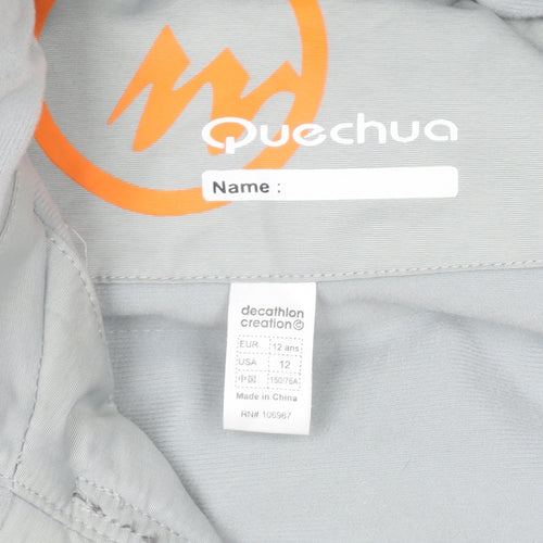 Quechua Boys Grey Waterproof Ski Jacket Hooded Lined 12 Years