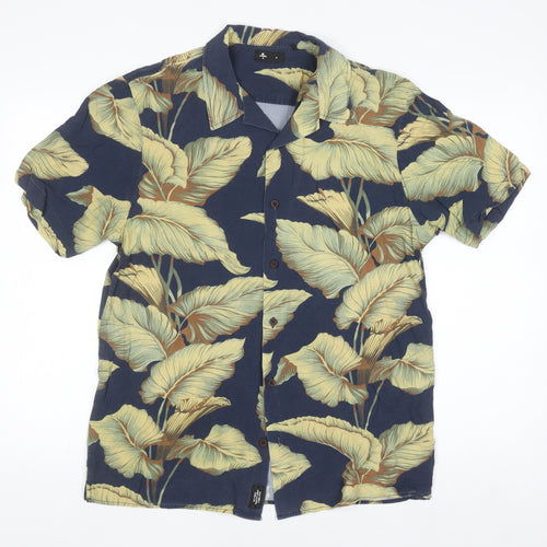 Thrills Men's Blue Hawaiian Rayon Short Sleeve Button-Up Shirt M