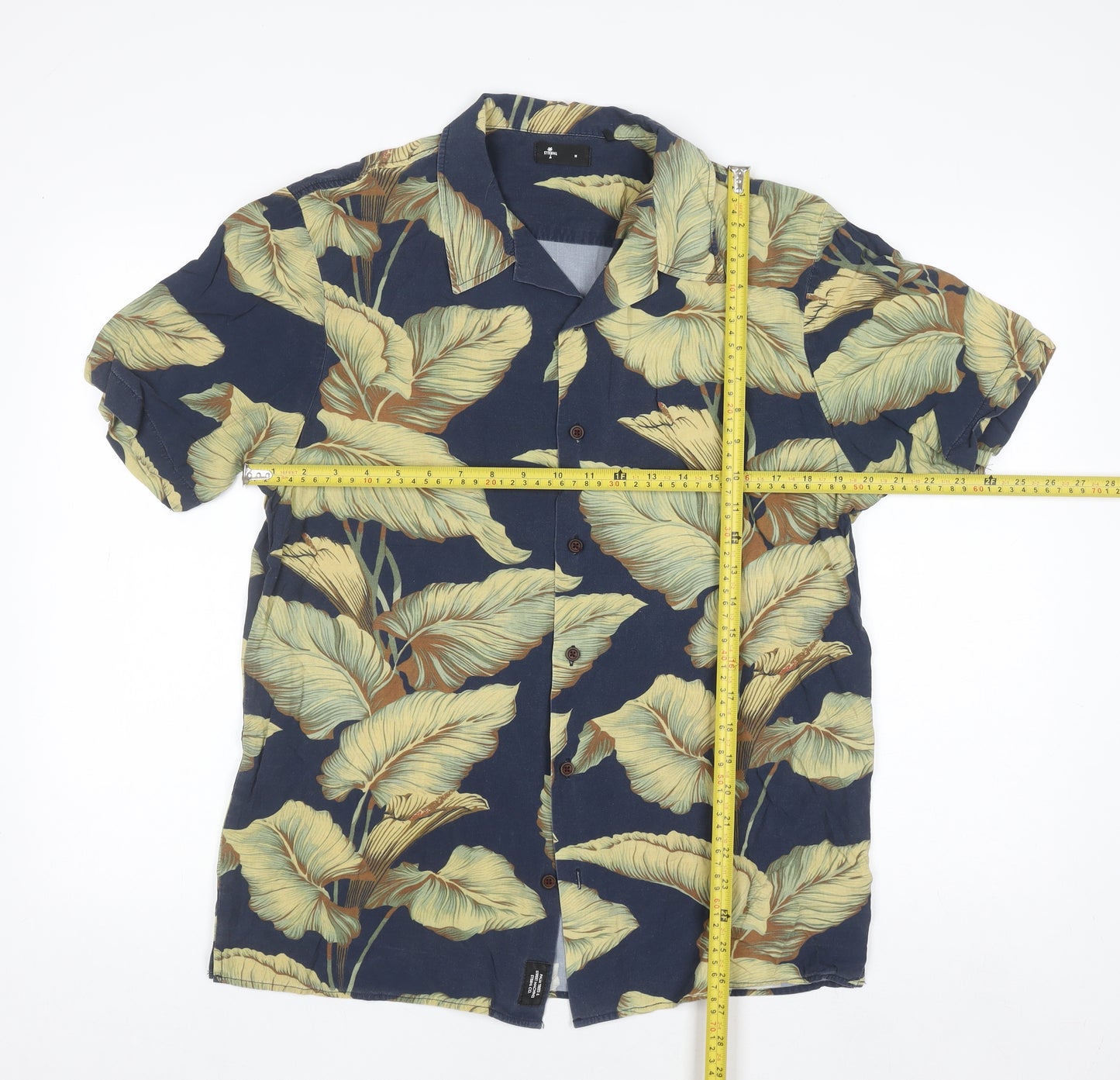 Thrills Men's Blue Hawaiian Rayon Short Sleeve Button-Up Shirt M