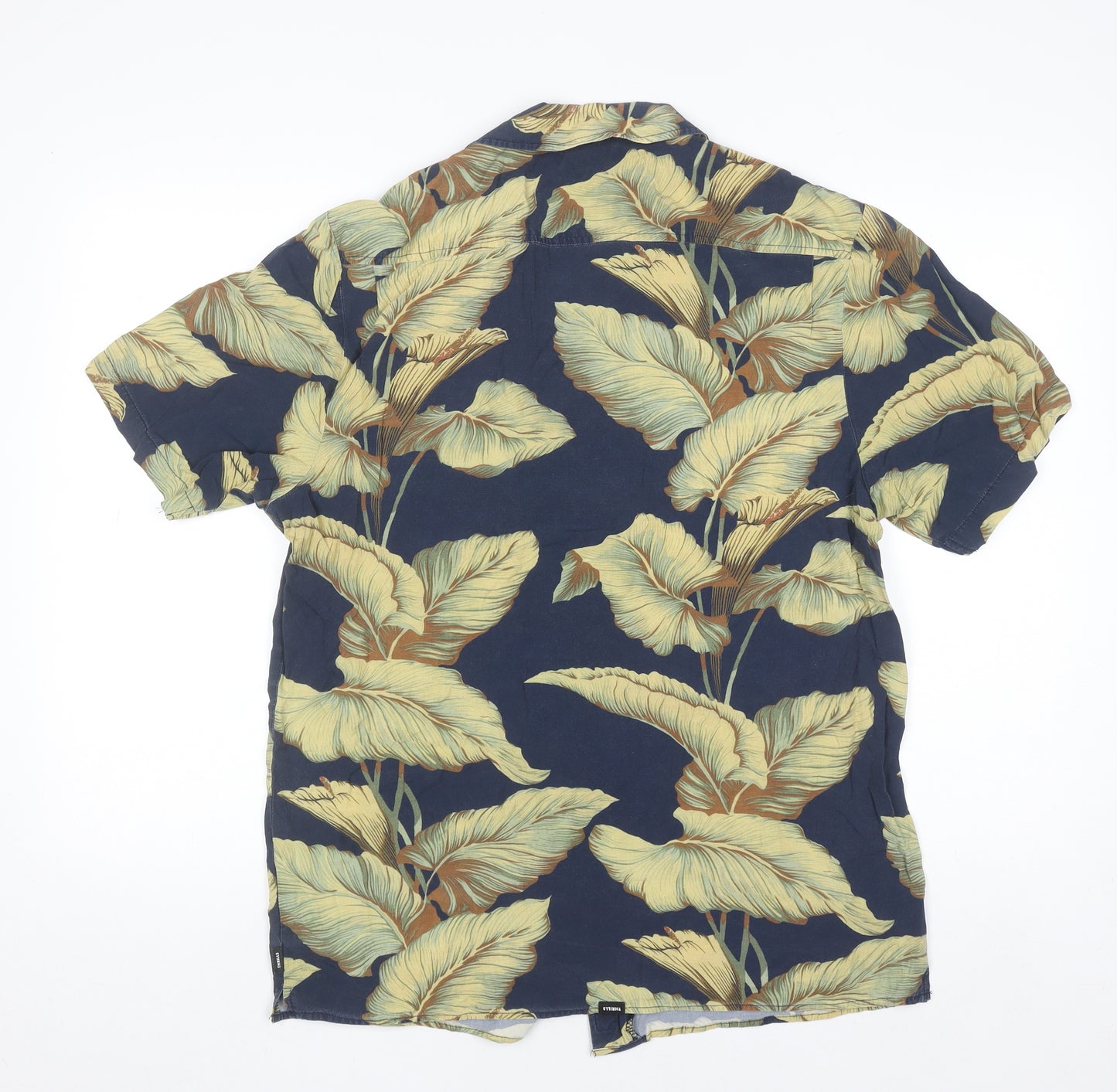 Thrills Men's Blue Hawaiian Rayon Short Sleeve Button-Up Shirt M