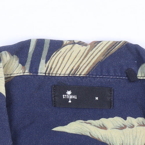 Thrills Men's Blue Hawaiian Rayon Short Sleeve Button-Up Shirt M