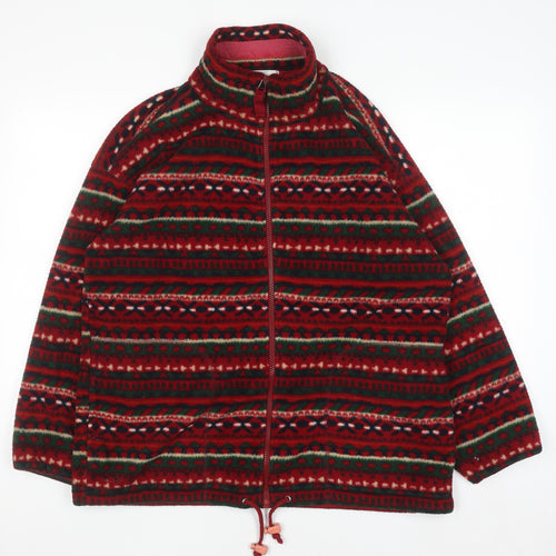 Marks and Spencer Womens Red Fair Isle Full Zip Fleece Jacket UK 12