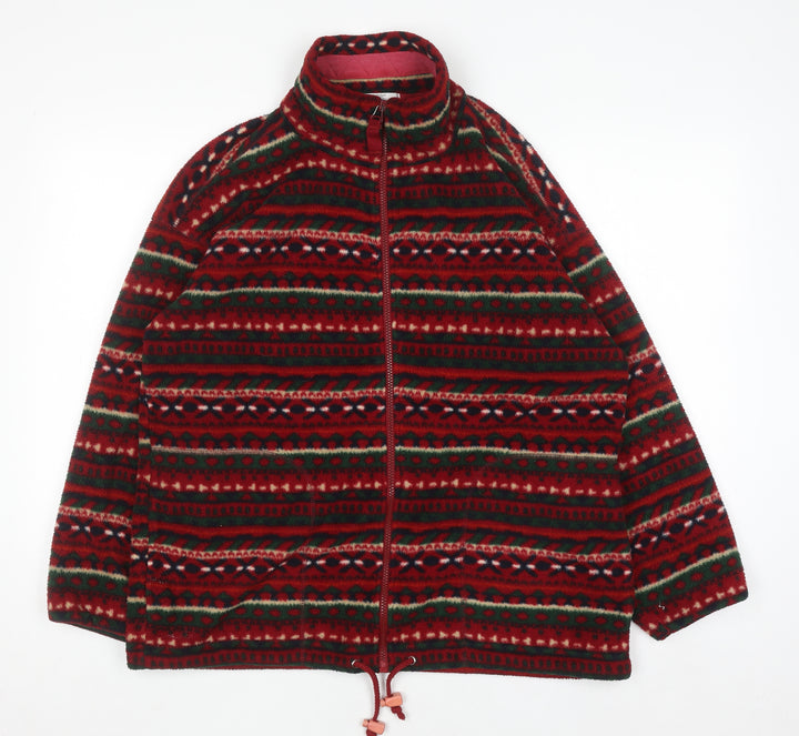 Marks and Spencer Womens Red Fair Isle Full Zip Fleece Jacket UK 12
