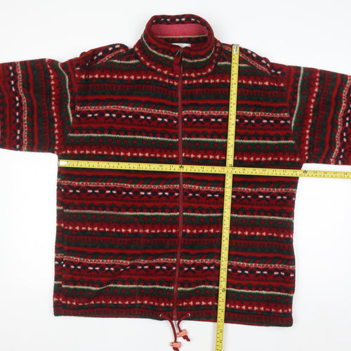Marks and Spencer Womens Red Fair Isle Full Zip Fleece Jacket UK 12