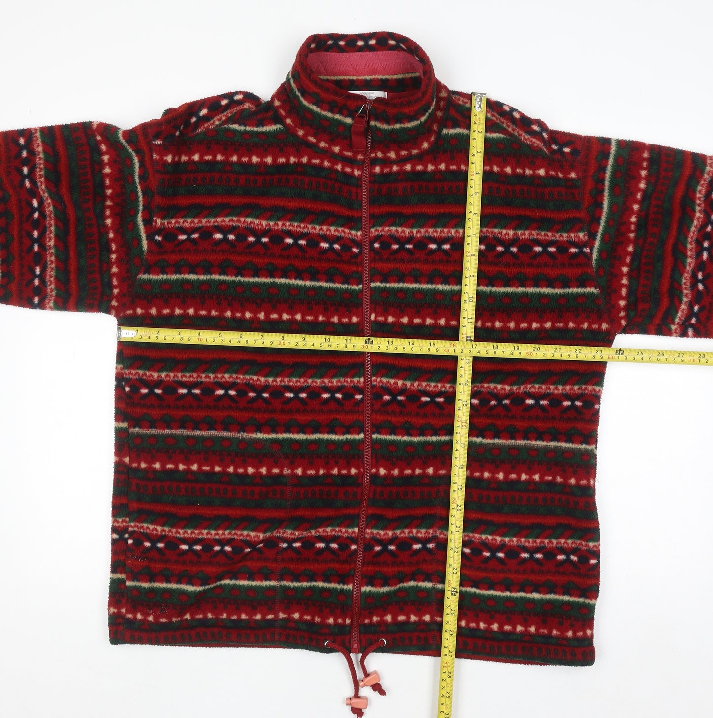 Marks and Spencer Womens Red Fair Isle Full Zip Fleece Jacket UK 12