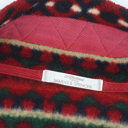 Marks and Spencer Womens Red Fair Isle Full Zip Fleece Jacket UK 12