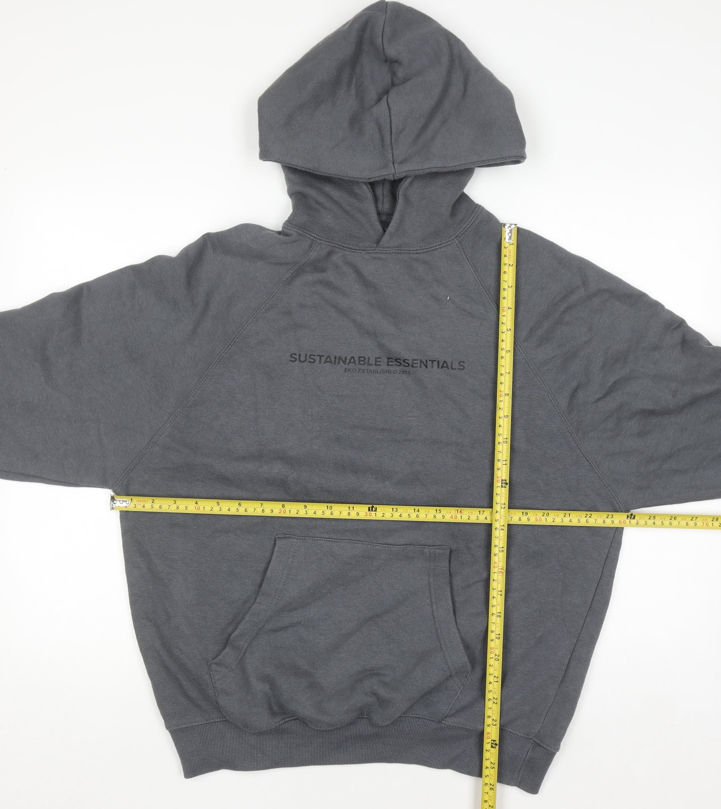 EKO Sustainable Essentials Men’s Grey Pullover Hoodie S Regular Fit