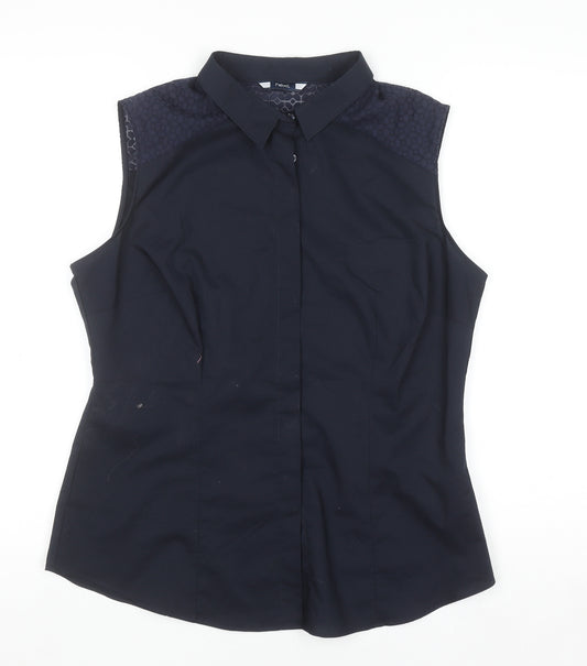 Next Women’s Blue Sleeveless Collared Blouse Size 14