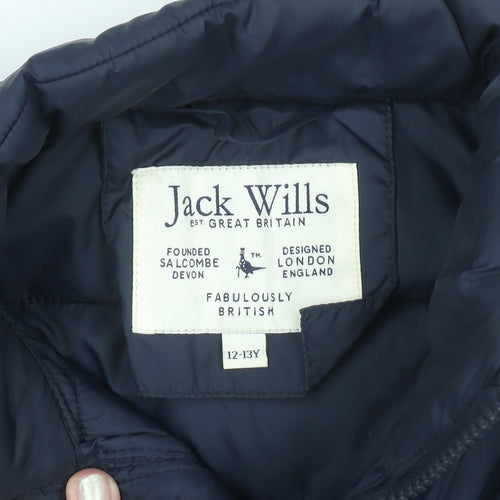 Jack Wills Girls Blue Quilted Puffer Waistcoat 12-13 Years