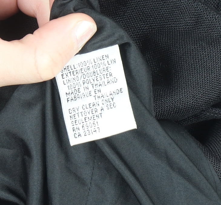 Talbots Women Black Irish Linen Petite 4 Single-Breasted Blazer
