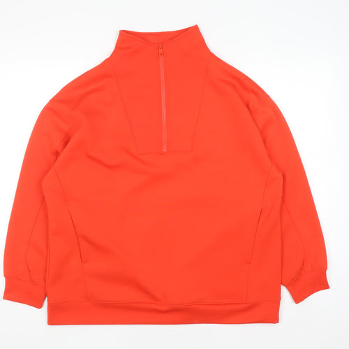 Tu Woman Orange 1/2 Zip Funnel Neck Pullover Sweatshirt Size 14