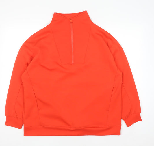 Tu Woman Orange 1/2 Zip Funnel Neck Pullover Sweatshirt Size 14