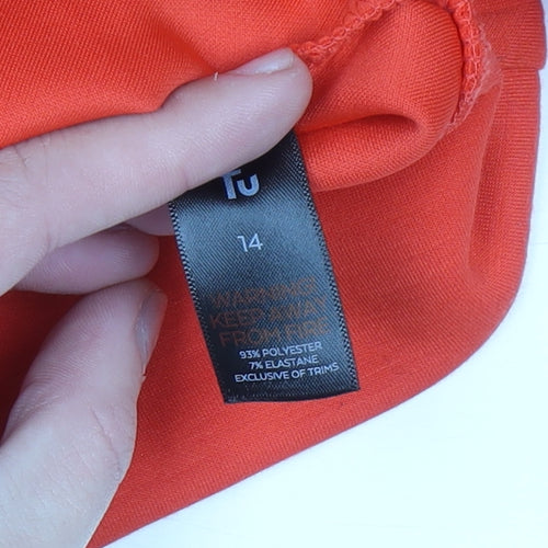 Tu Woman Orange 1/2 Zip Funnel Neck Pullover Sweatshirt Size 14