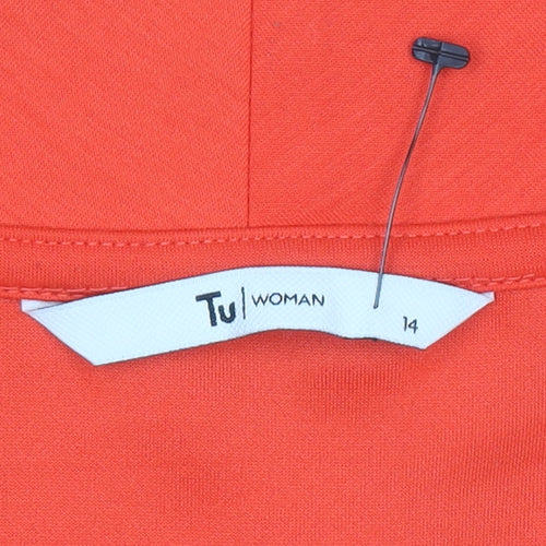 Tu Woman Orange 1/2 Zip Funnel Neck Pullover Sweatshirt Size 14
