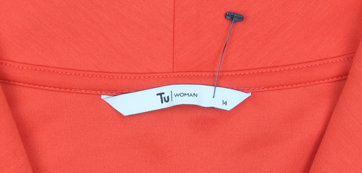 Tu Woman Orange 1/2 Zip Funnel Neck Pullover Sweatshirt Size 14
