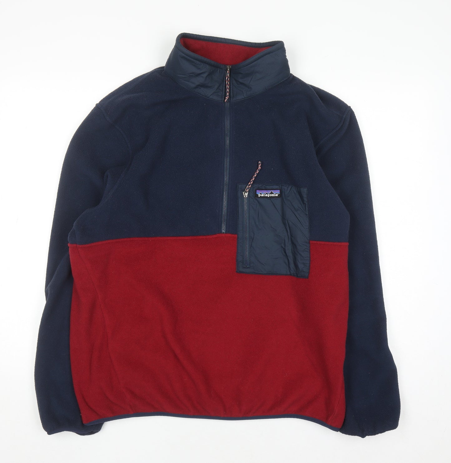 Patagonia Men's Blue Red Fleece 1/4 Zip Pullover Sweatshirt L