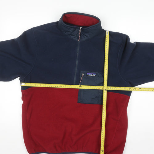 Patagonia Men's Blue Red Fleece 1/4 Zip Pullover Sweatshirt L
