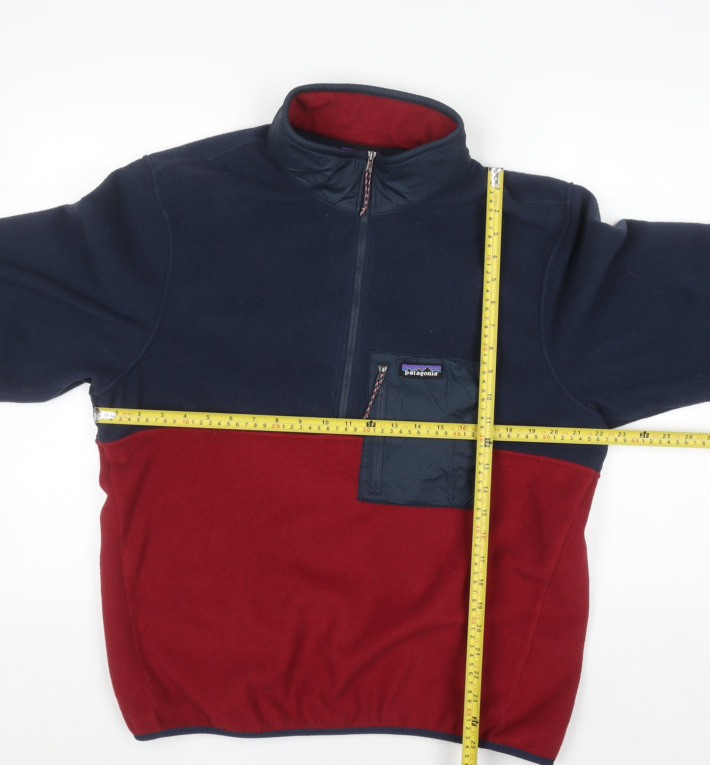 Patagonia Men's Blue Red Fleece 1/4 Zip Pullover Sweatshirt L