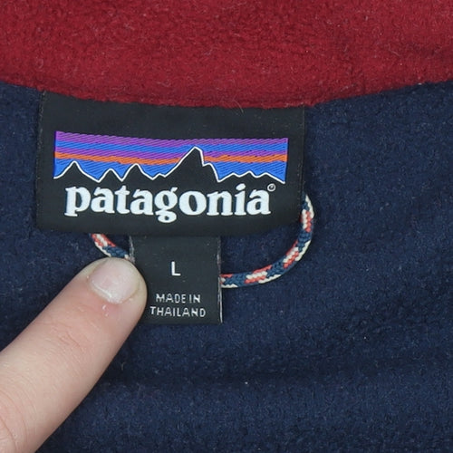 Patagonia Men's Blue Red Fleece 1/4 Zip Pullover Sweatshirt L