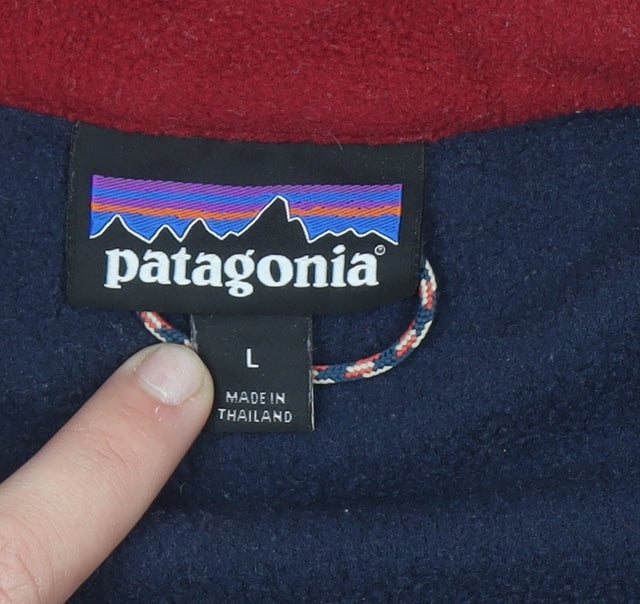 Patagonia Men's Blue Red Fleece 1/4 Zip Pullover Sweatshirt L