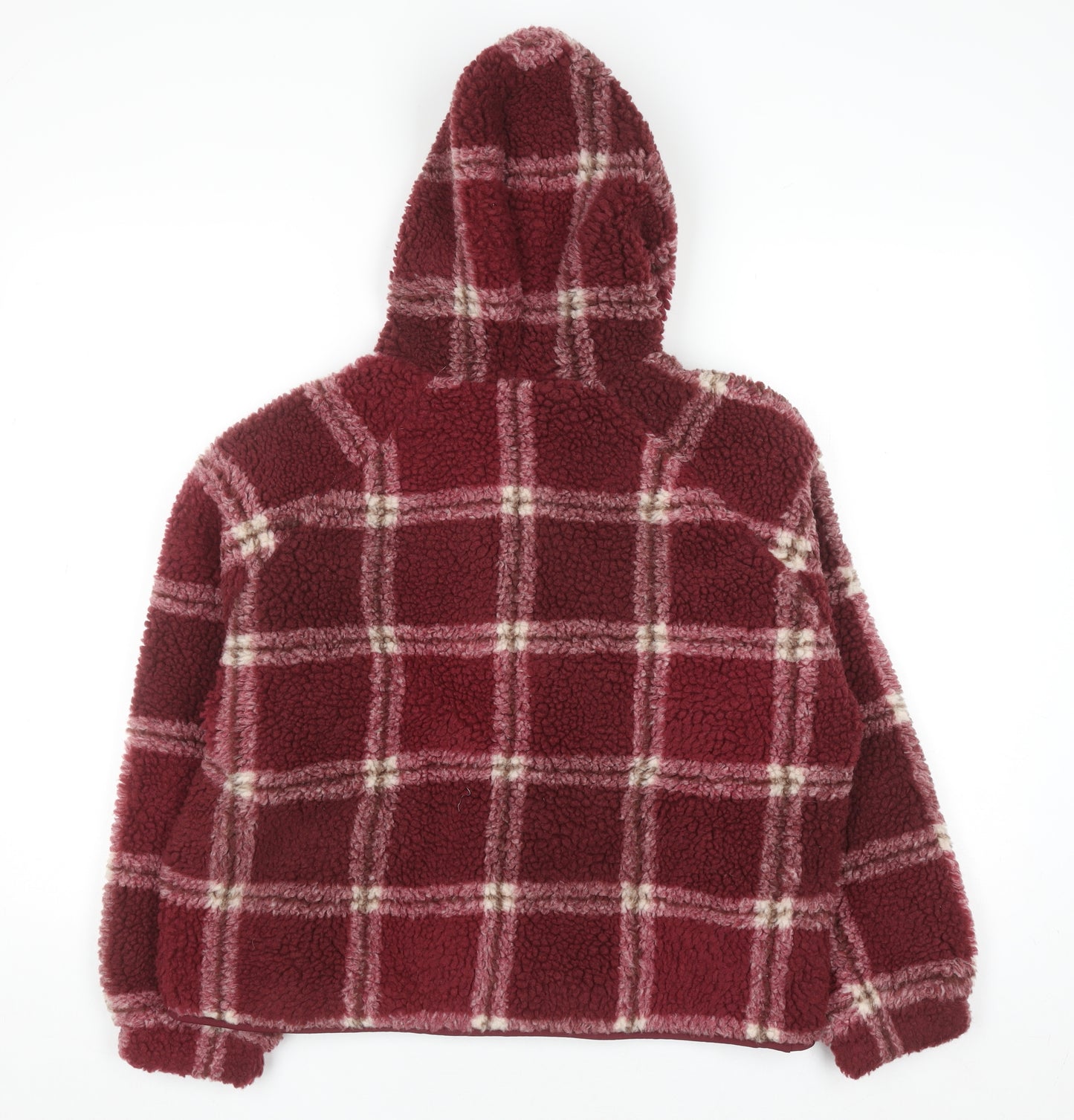 Marks and Spencer Girls Red Check Hooded Fleece Jacket 11-12 Years