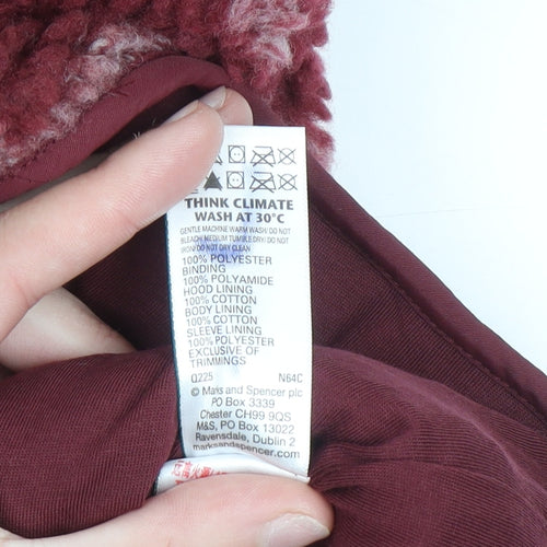 Marks and Spencer Girls Red Check Hooded Fleece Jacket 11-12 Years