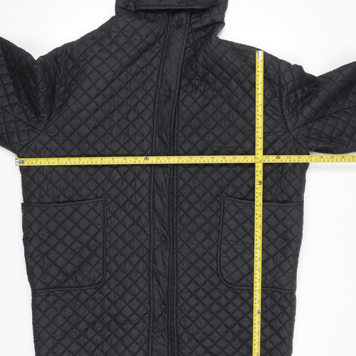 Deconstruction Women's Black Quilted Long Hooded Coat M