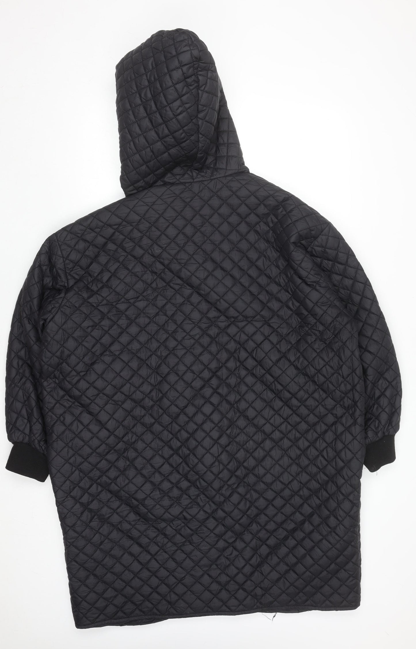 Deconstruction Women's Black Quilted Long Hooded Coat M