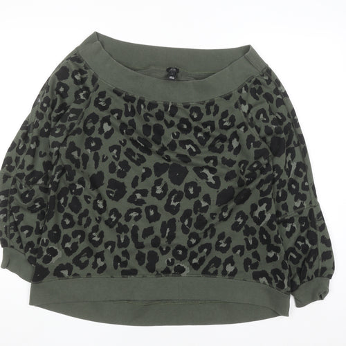River Island Women’s Green Animal Print Pullover Sweatshirt L
