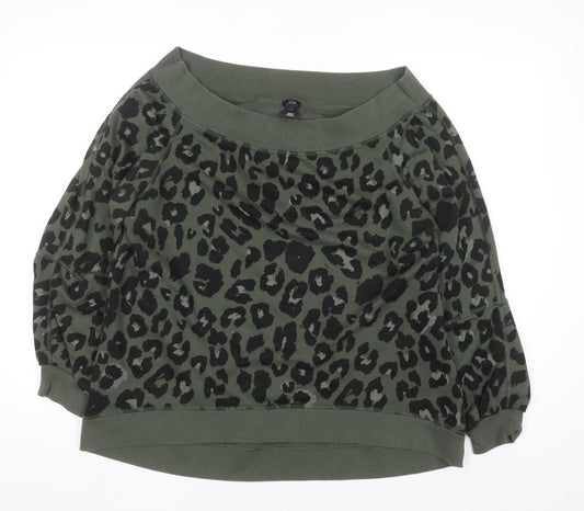 River Island Women’s Green Animal Print Pullover Sweatshirt L
