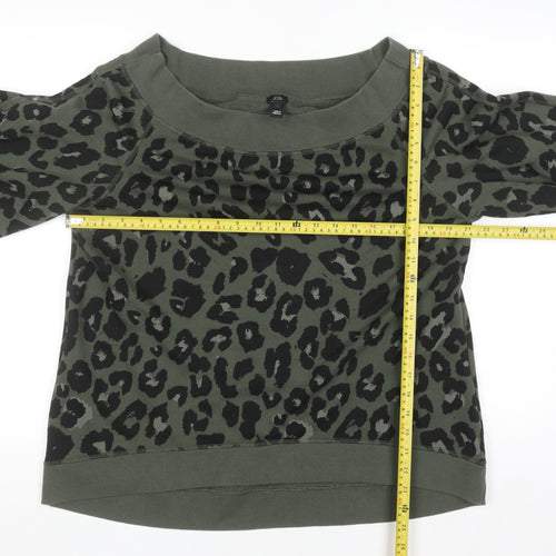River Island Women’s Green Animal Print Pullover Sweatshirt L