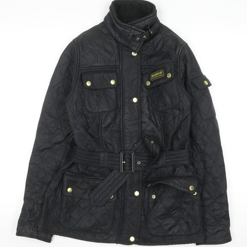 Barbour Women Black Quilted Belted Jacket Size 10 Outdoor Style
